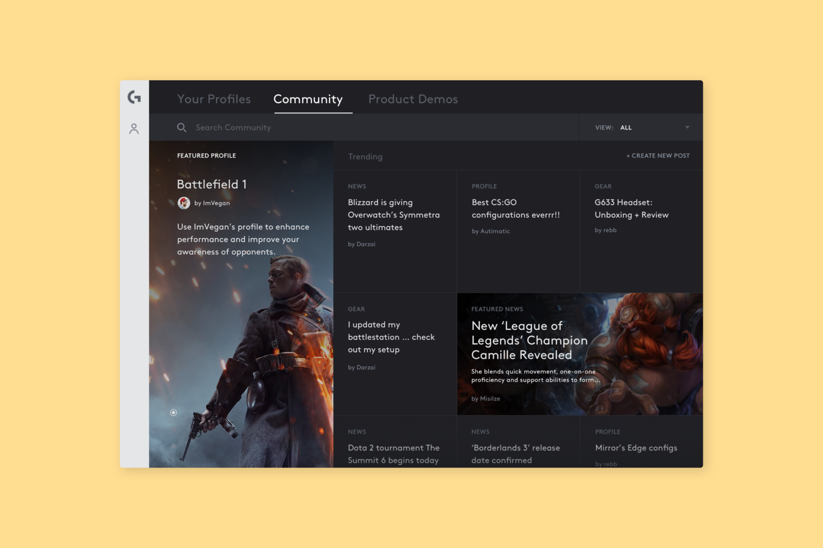 Community Home— The latest news and popular presets from Logitech G community