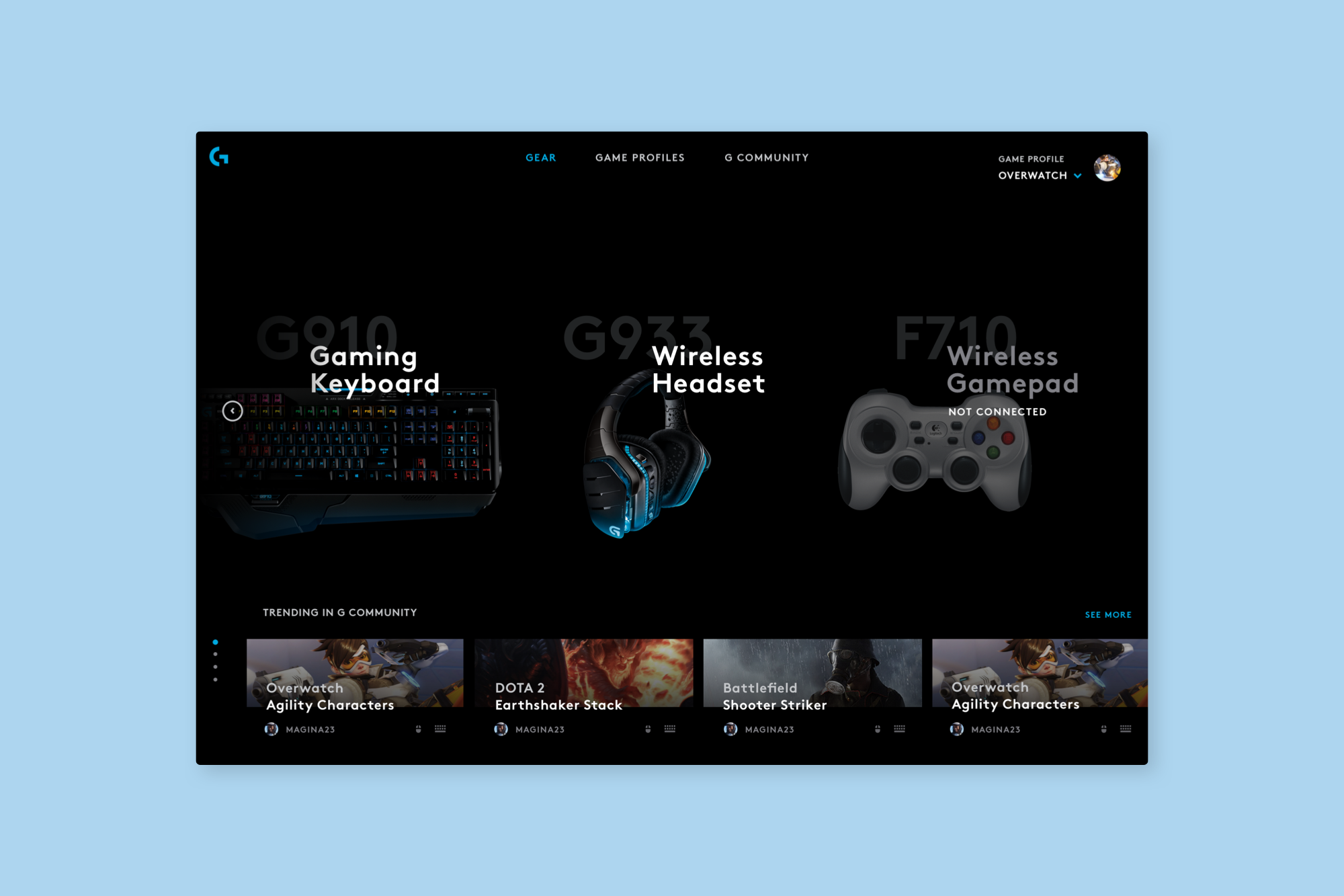 Home— Users can view gear they don’t currently have plugged in.