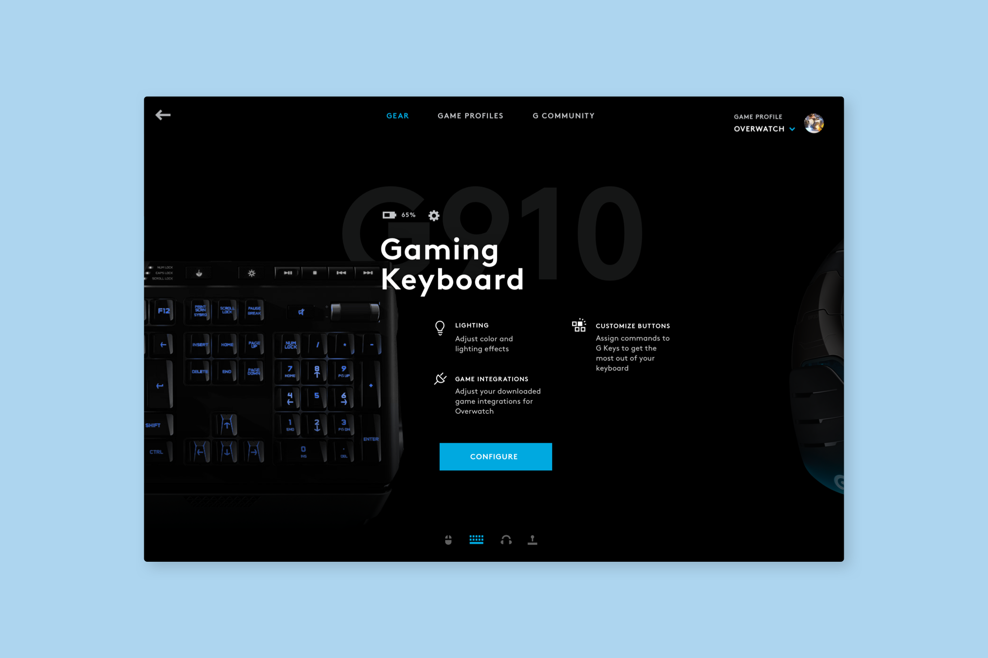 Keyboard Profile Summary— This screen is flexible to support different devices with different feature types.