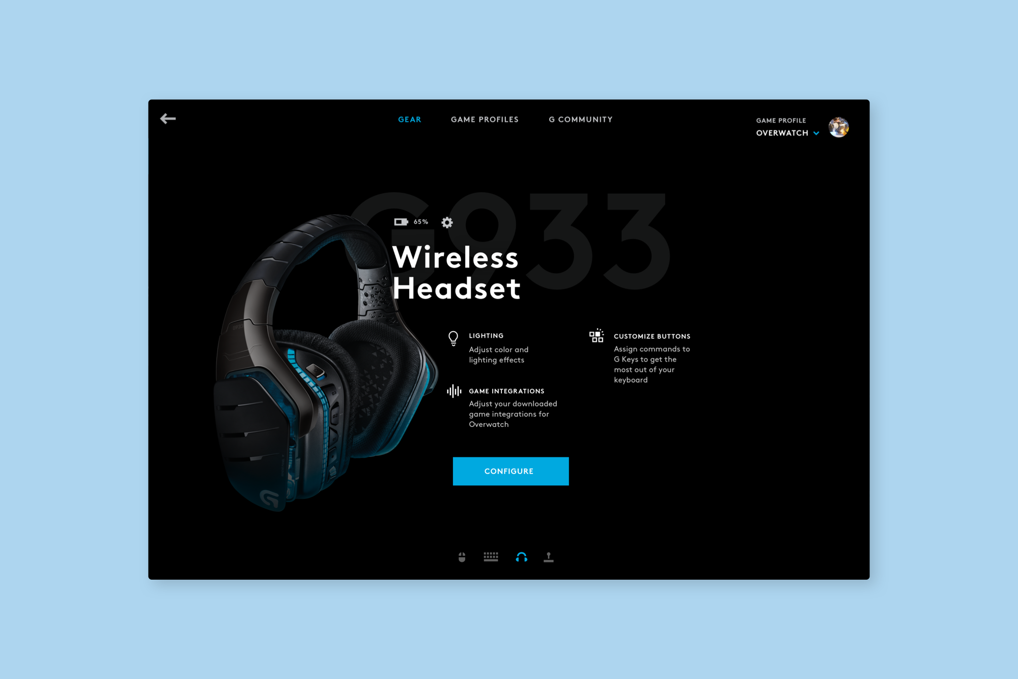 Headset Profile Summary—Overview of headset configurations, sortable by game title.